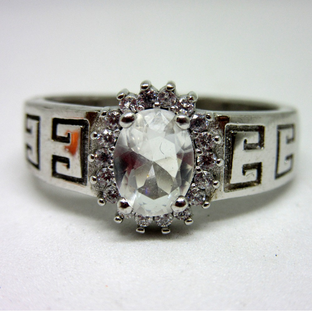 Silver 925 single oval shape stone ring sr925-50