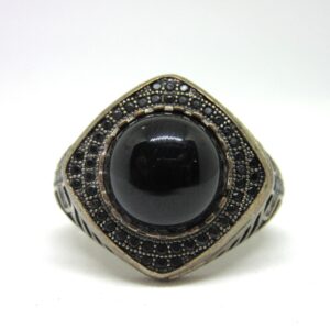 Silver 925 black round shape royal ring sr925-109