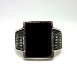 Silver 925 mirror finishing black stone ring for gent sr925-195