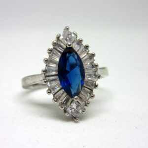 Silver 925 marquise shape blue stone ring sr925-178