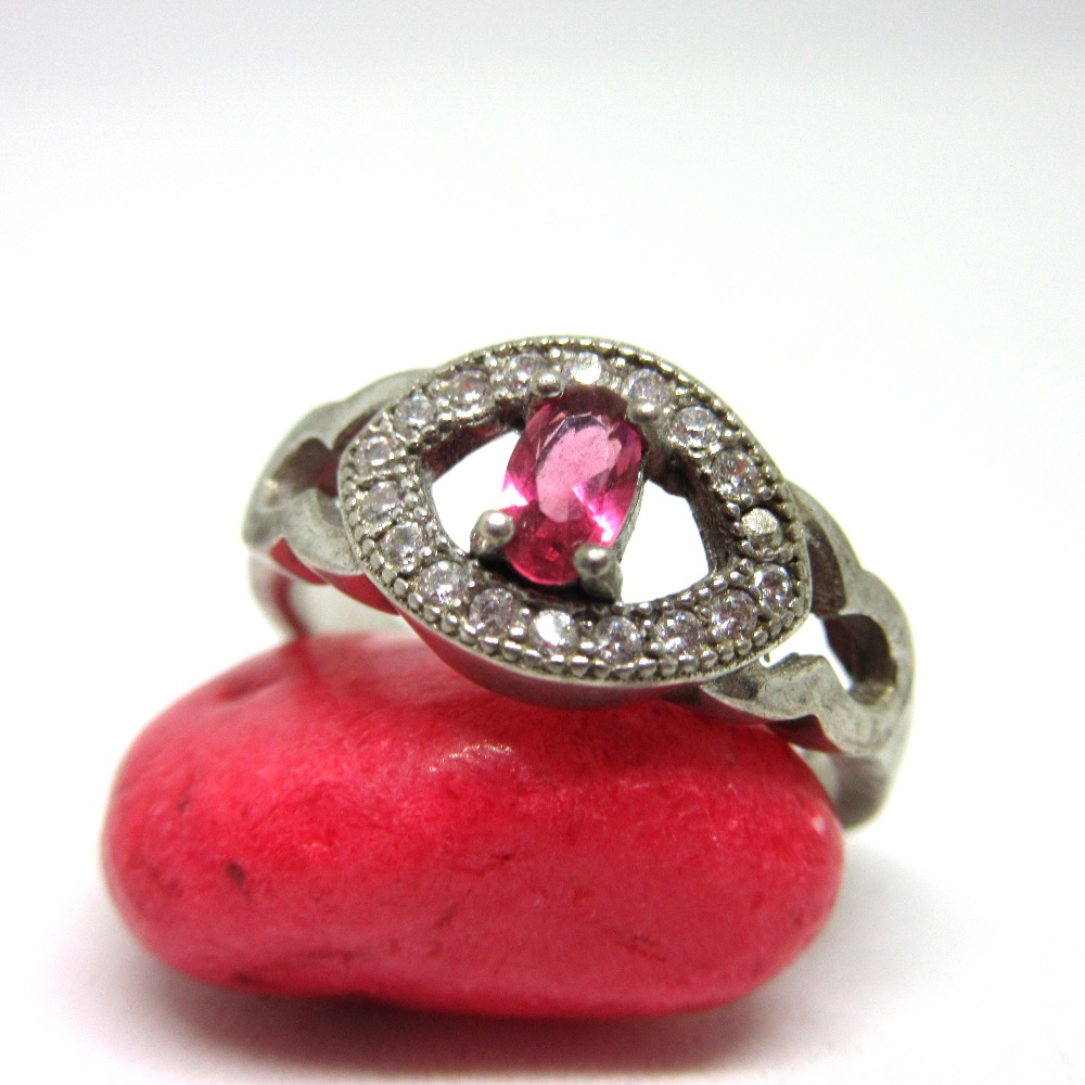 Silver pink stone royal ring sr925-177 - Image 2