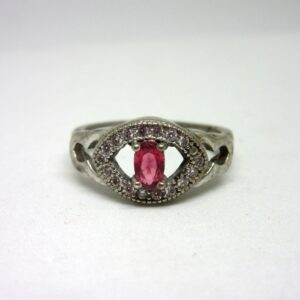 Silver pink stone royal ring sr925-177