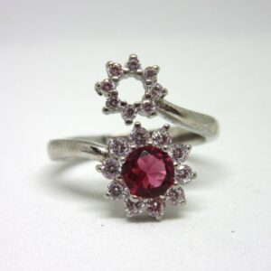Silver 925 pink stone adjustable ring sr925-242