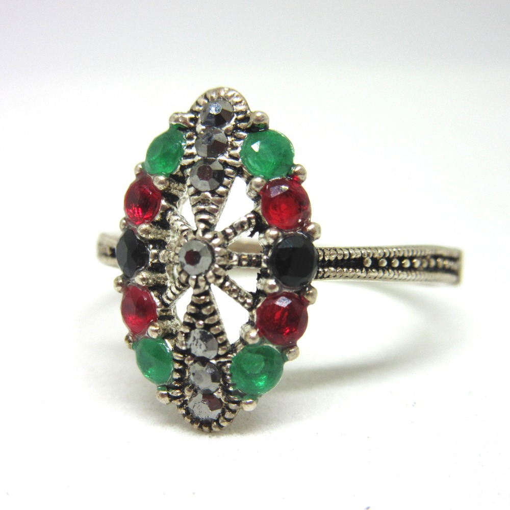 Silver 925 colorful multicolor diamond ring sr925-290 - Image 2