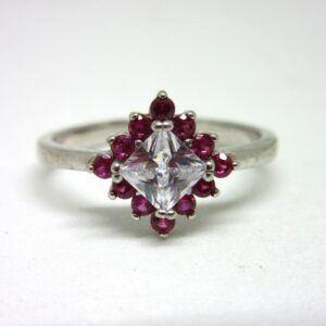 Silver 925 pink diamond white stone classic ring sr925-241