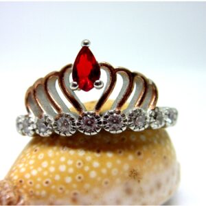Silver 925 crown ring rose gold polis red stone sr925-135