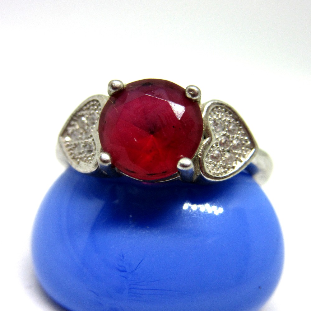 Silver 925 red stone ring sr925-172 - Image 2