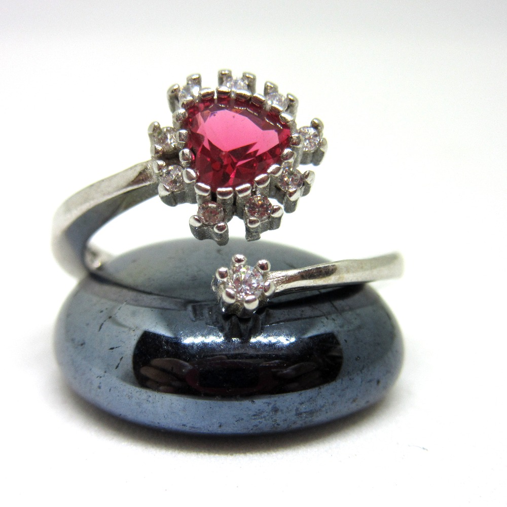 Silver 925 adjustable pink stone ring sr925-255 - Image 2