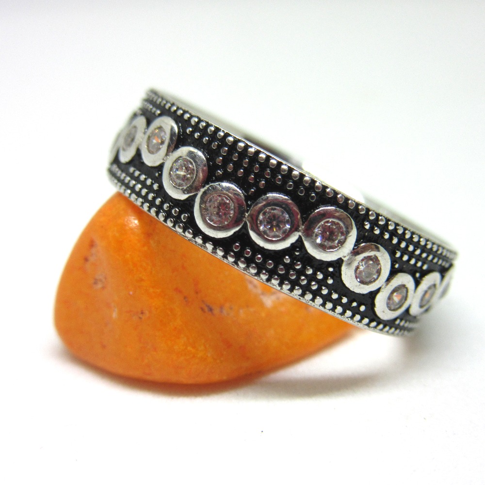 Silver 925 oxidese diamond band rin sr925-201 - Image 2