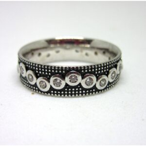 Silver 925 oxidese diamond band rin sr925-201