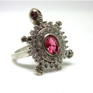 Silver 925 pink stone tortoise ring sr925-100