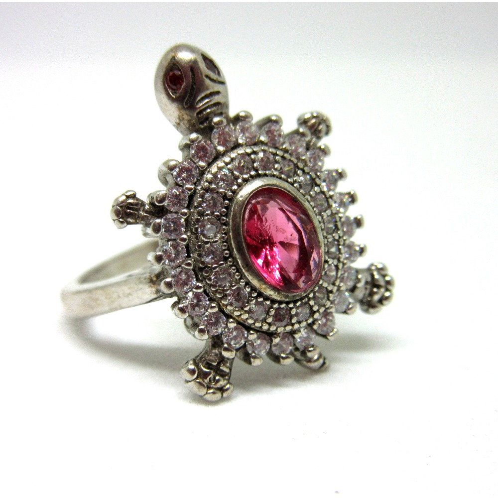 Silver 925 pink stone tortoise ring sr925-100 - Image 2
