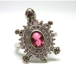 Silver 925 pink stone tortoise ring sr925-100