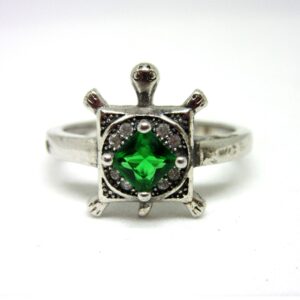 Silver 925 green stone tortoise ring sr925-52