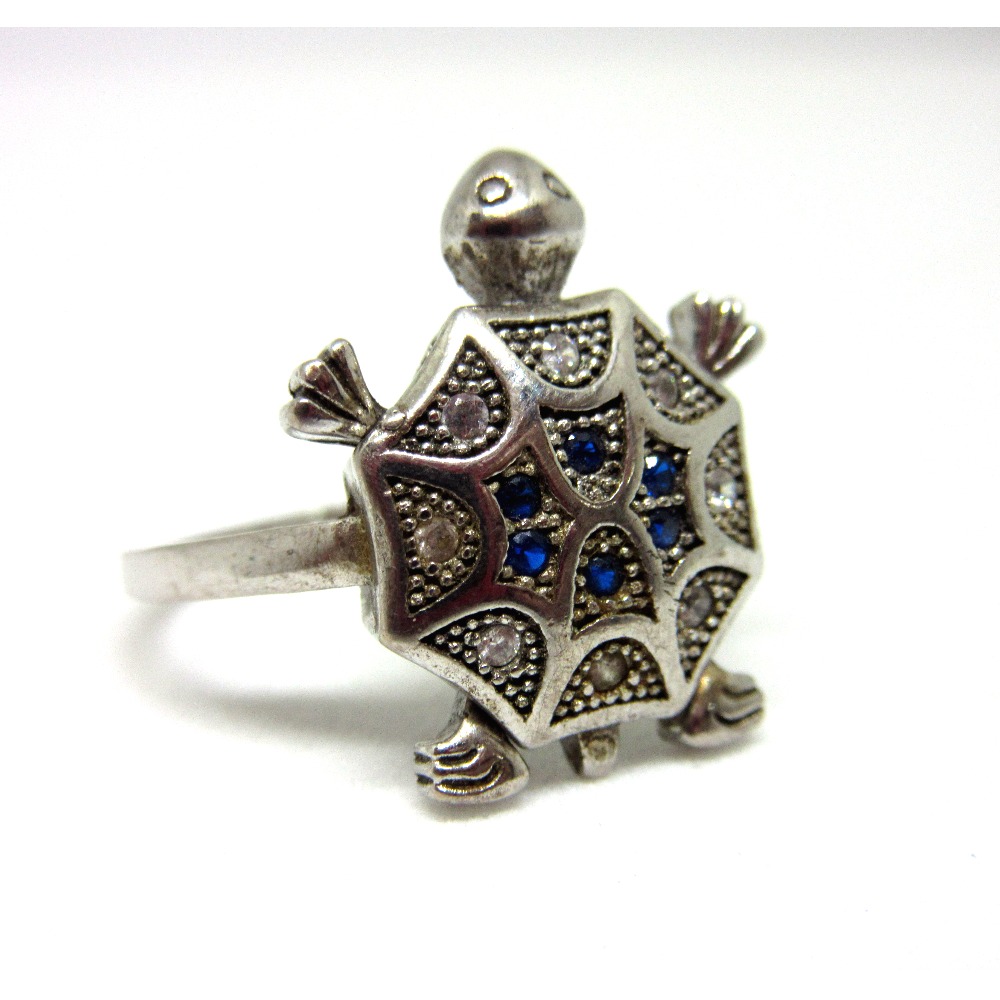 Silver 925 blue diamond tortoise ring sr925-128 - Image 2