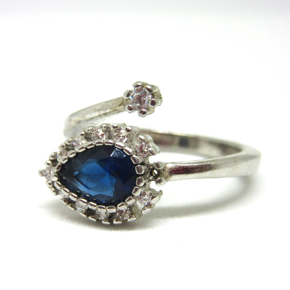 Silver 925 adjustable blue stone ring sr925-259 - Image 2