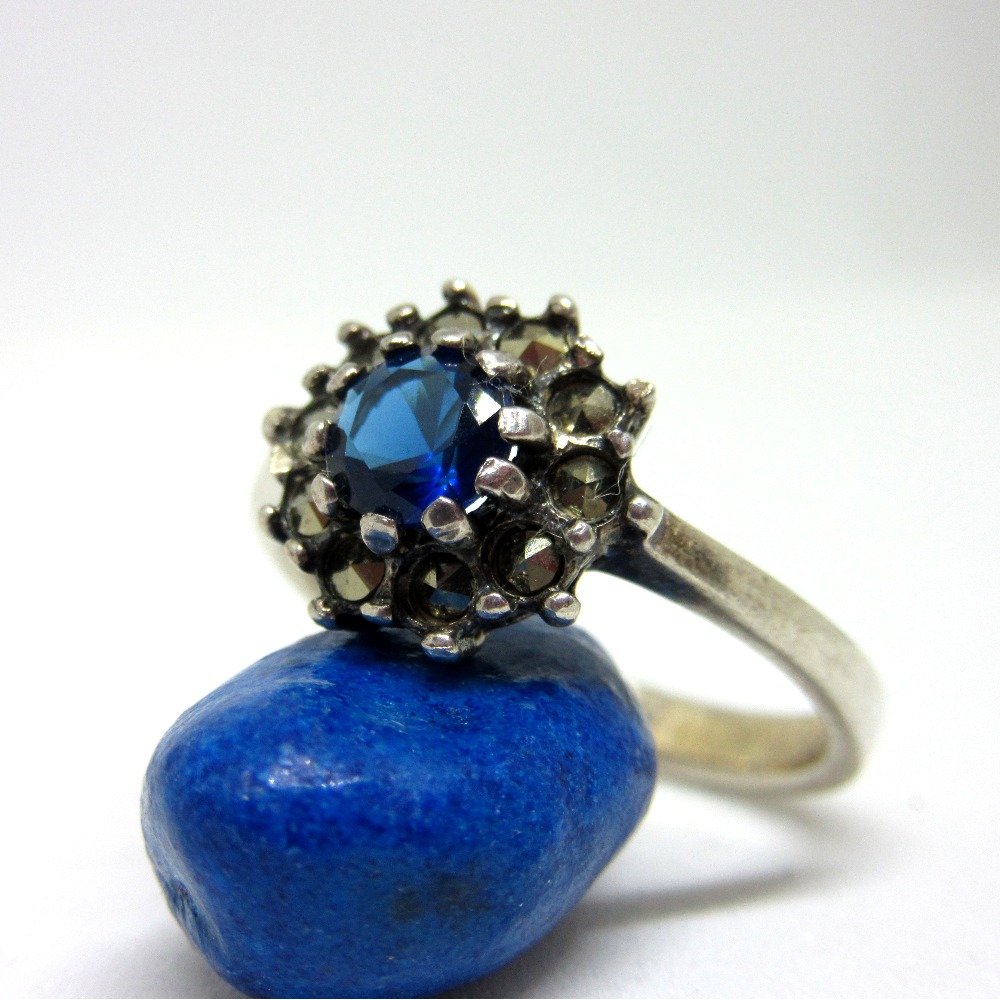 Silver 925 blue stone classic ring sr925-191 - Image 2