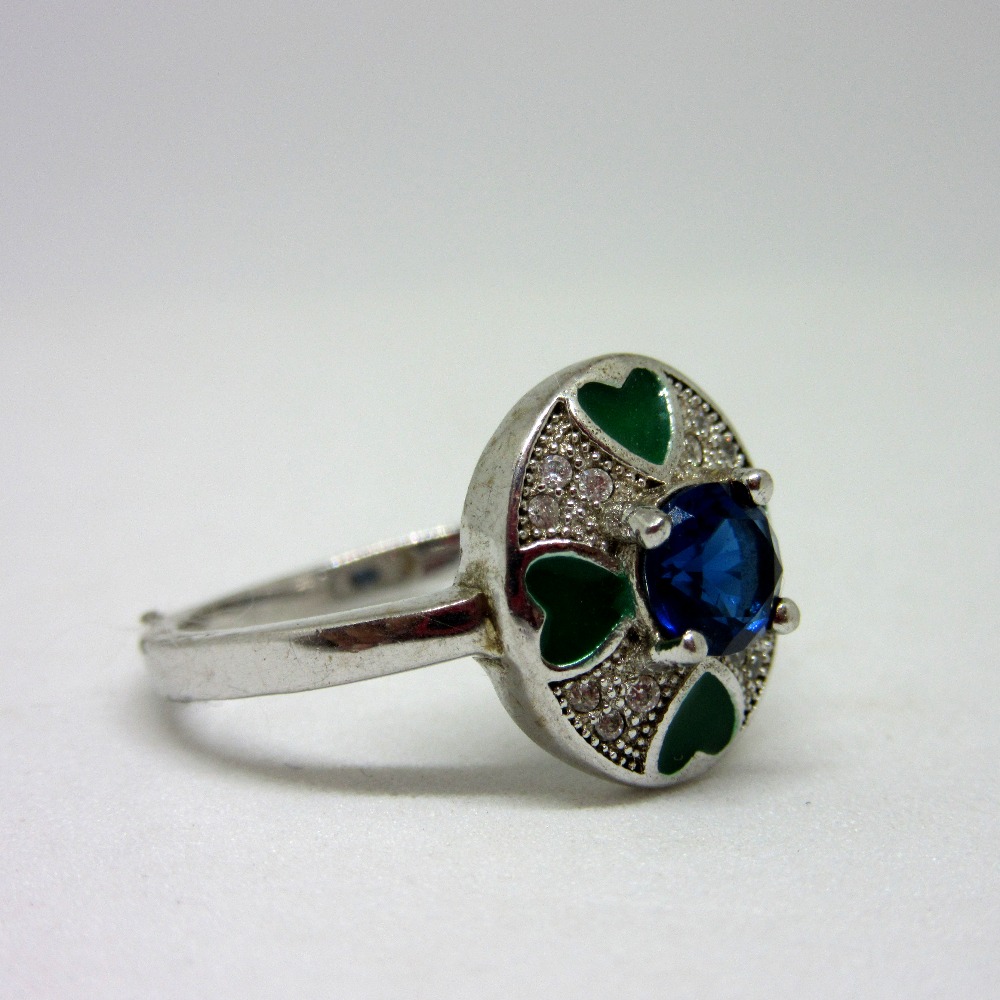 Silver 925 blue diamond meen ring sr925-231 - Image 2