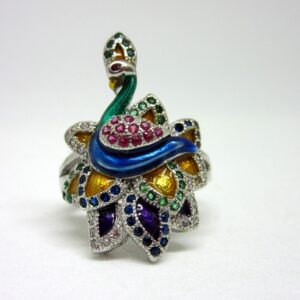 925 silver peacock colorful ring sr925-59