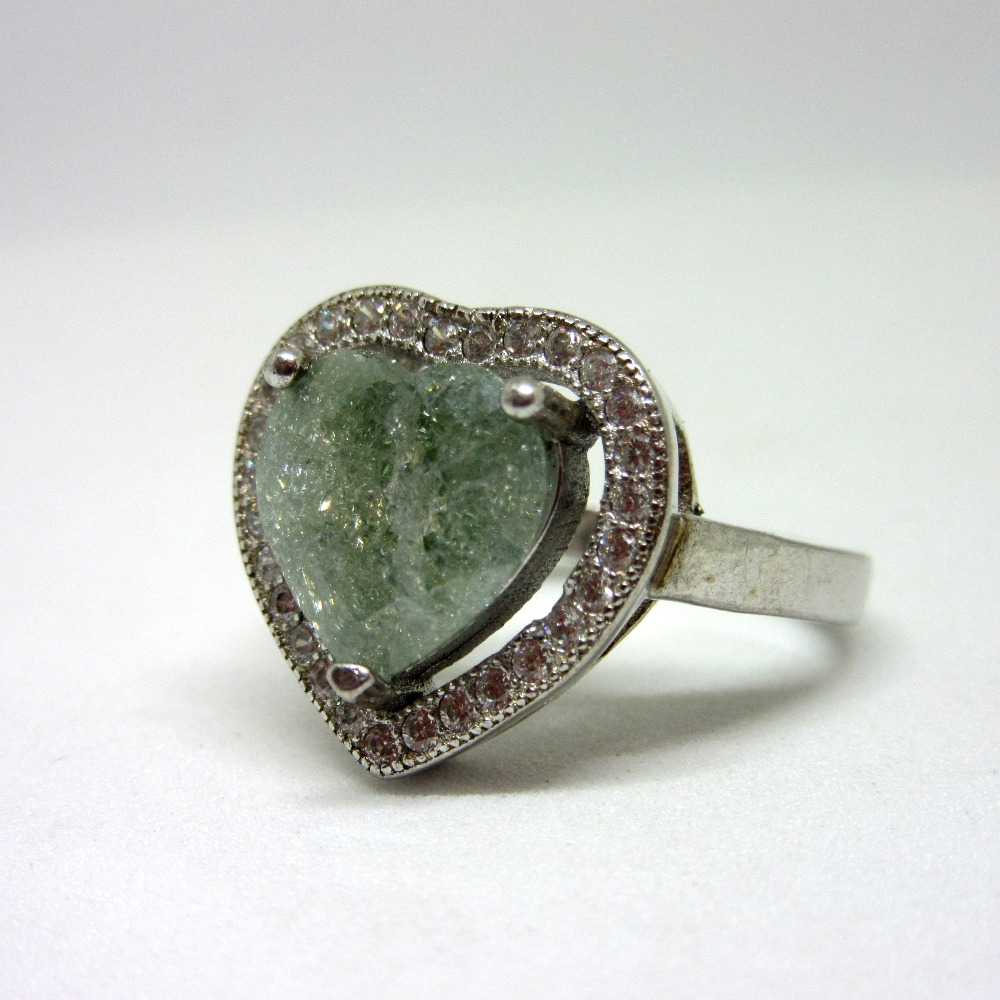 925 silver heart shape stone ring sr925-205 - Image 3