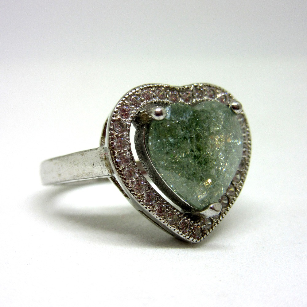 925 silver heart shape stone ring sr925-205 - Image 2