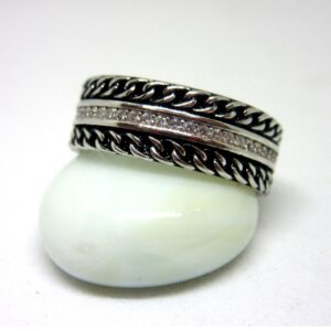 925 silver black & white band sr925-76