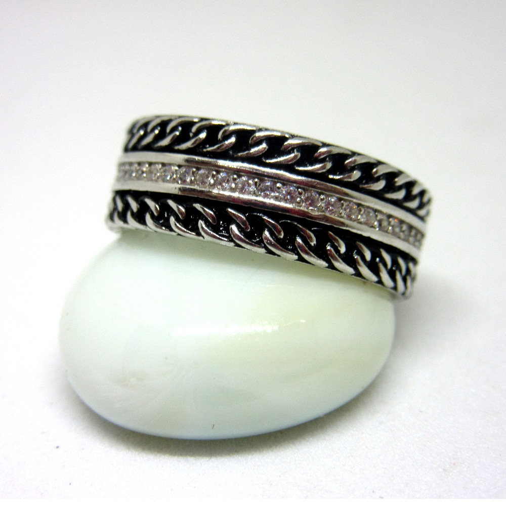 925 silver black & white band sr925-76 - Image 2