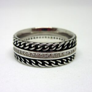 925 silver black & white band sr925-76