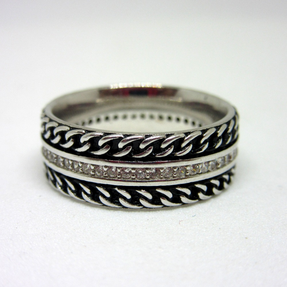 925 silver black & white band sr925-76