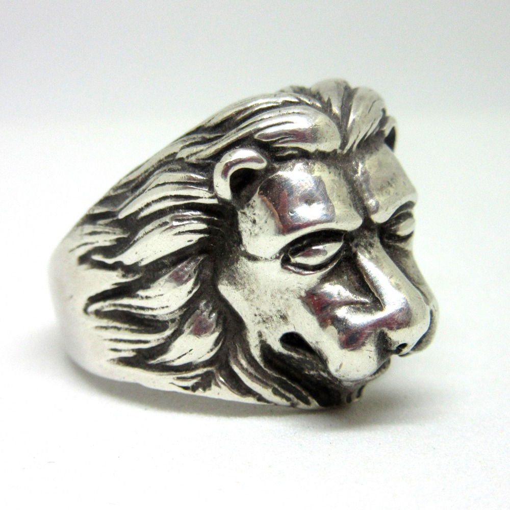 Silver 925 Oxidised Lion Men Ring - Image 3