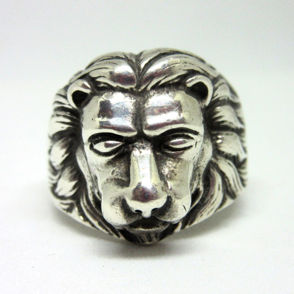 Silver 925 Oxidised Lion Men Ring - Image 2