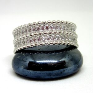Modern Broad Band Silver 925 Diamond Ring