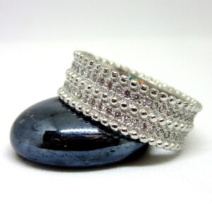 Modern Broad Band Silver 925 Diamond Ring