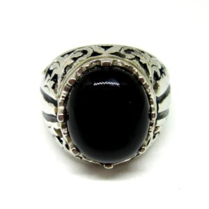 Silver 925 vinatge black stone men ring
