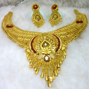 Broad bridal gold hm916 culcutti necklace set