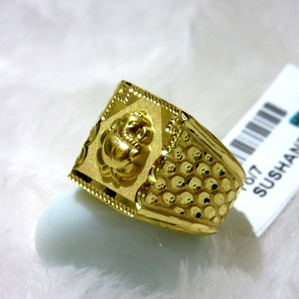 Gold Hm916 Square Ganesha Ring - Image 2