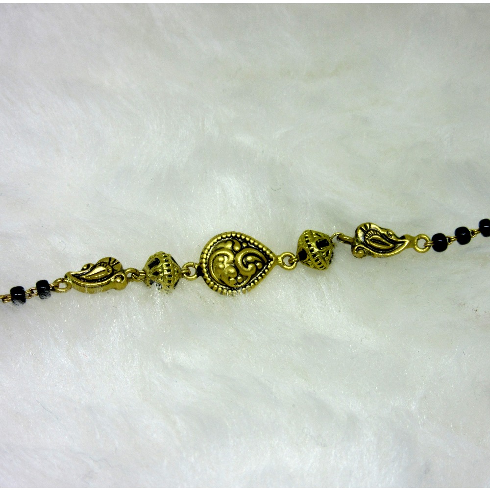 Gold Ms Black Moti Delicate Ledies Bracelet - Image 2