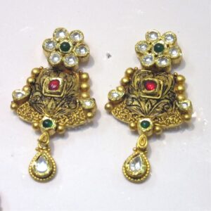 Antique oxidised long jadtar neckwear set