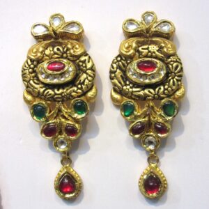 Royal oxidised gold long jadtar necklace set