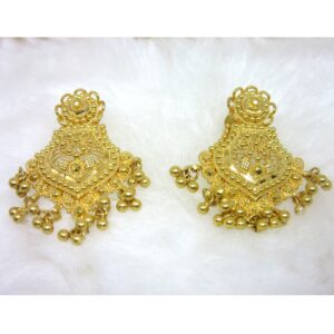 Yellow gold culcutti long necklace set