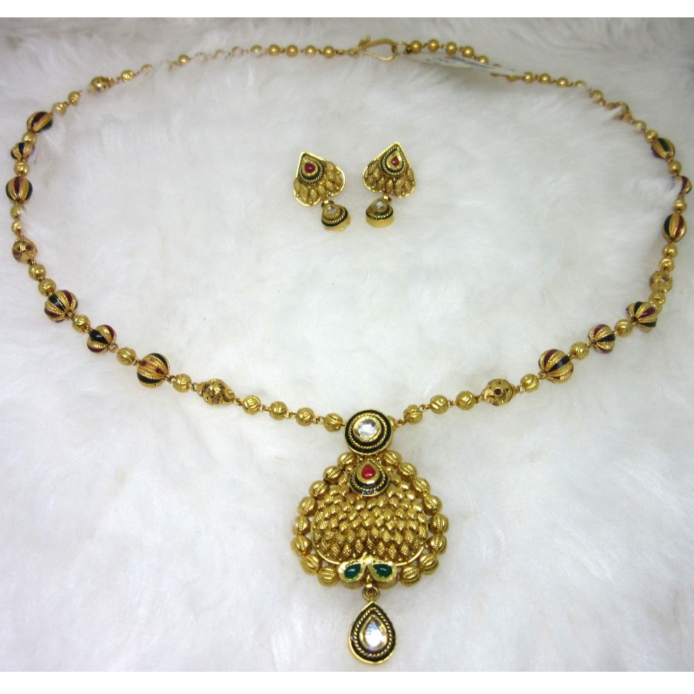 Gold HM916 Jadtar Necklace Set