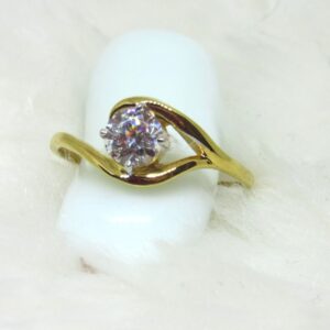 Gold swirl white stone ring