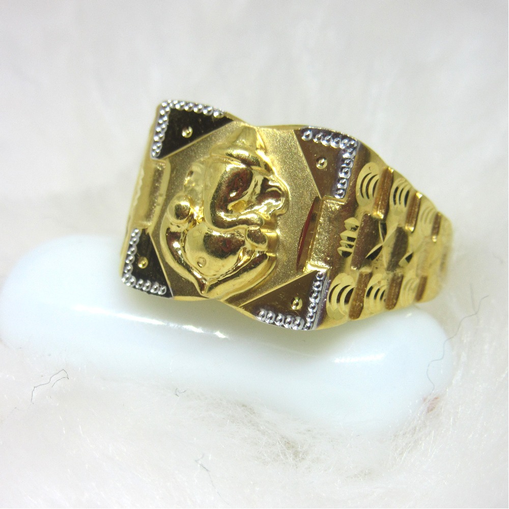 Gold carving rectangle ganesha ring - Image 2