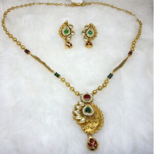 Antique gold 22k hm916 chain pendant set