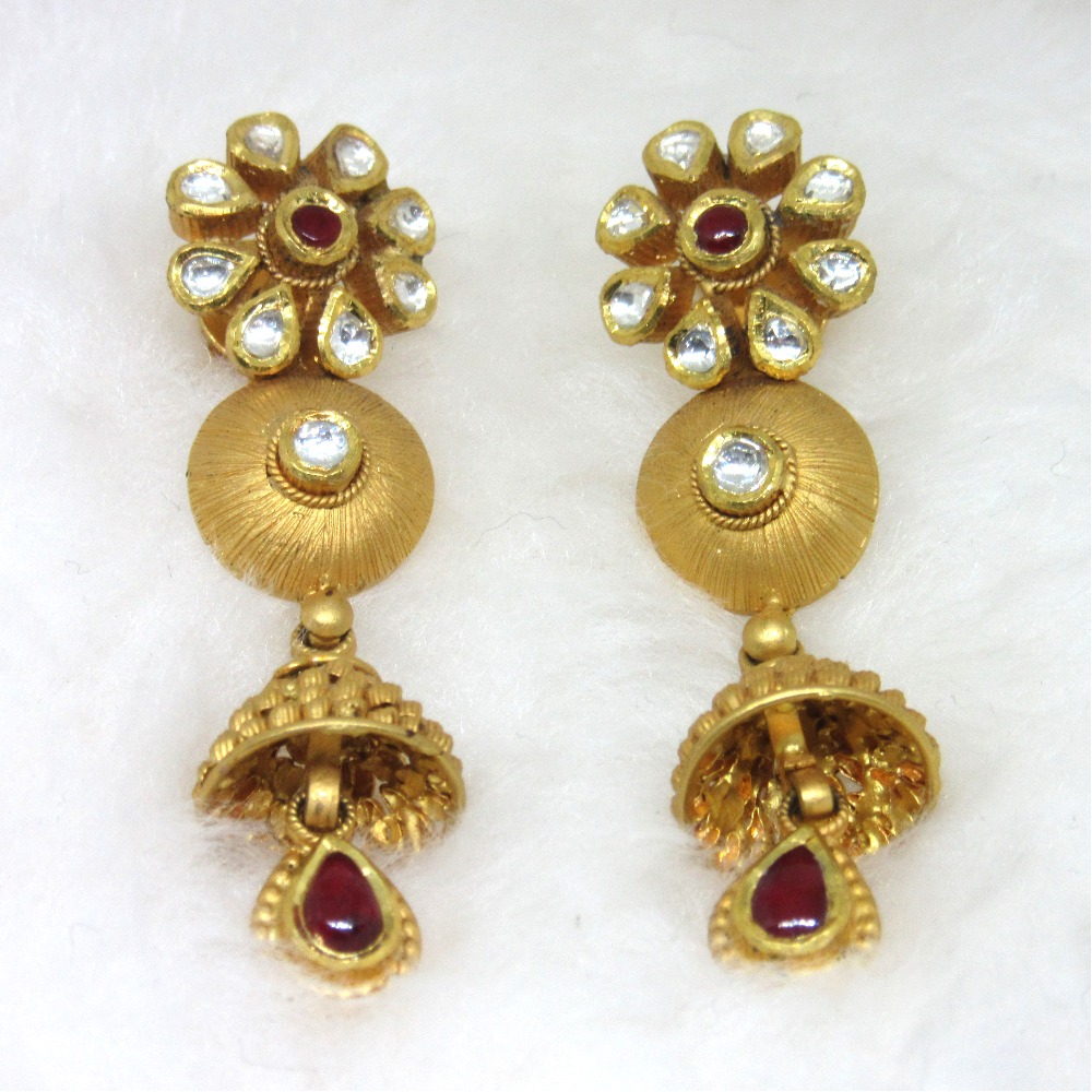 Fashionable three line designer gold jadtar set - Image 3