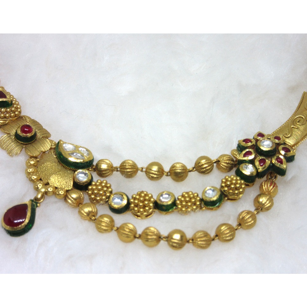 Fashionable three line designer gold jadtar set - Image 2