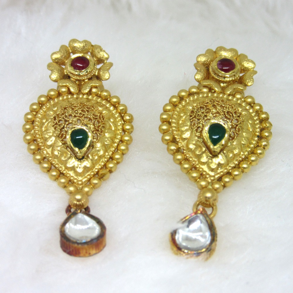 Gold hm916 jadtar necklace set - Image 3