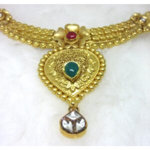 Gold hm916 jadtar necklace set