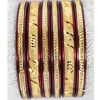 Fancy Maroon Plastic Bangles - Image 4