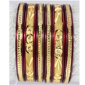 Fancy Maroon Plastic Bangles - Image 3